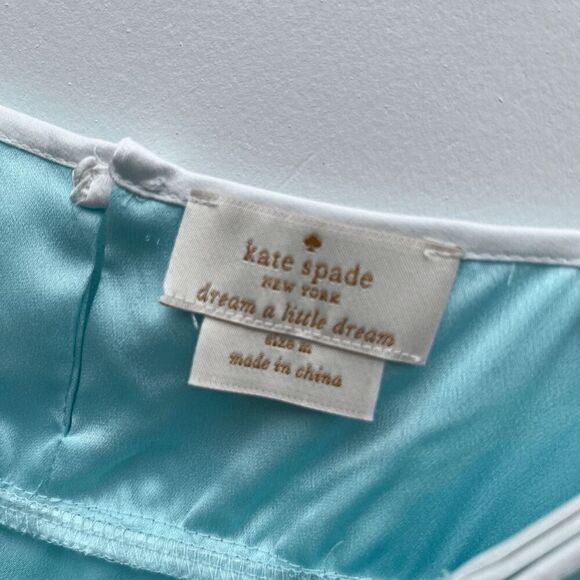Kate Spade New York Big Bow Charmeuse Chemise Light blue/Teal - Med - Picture 3 of 8